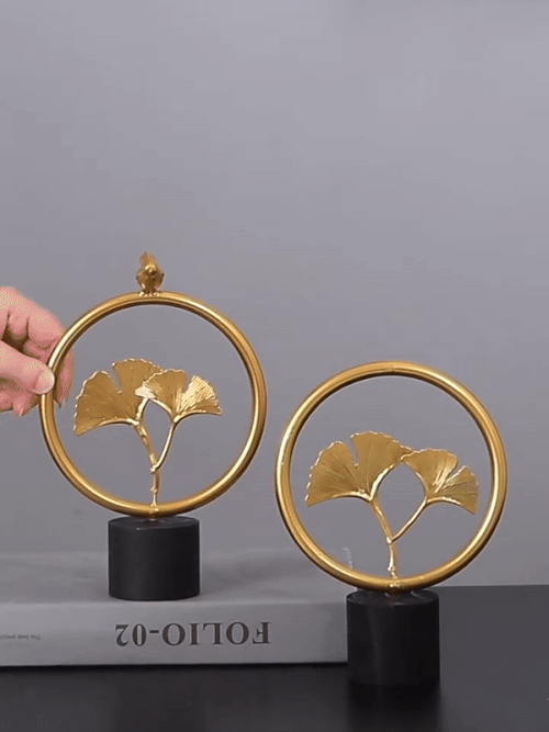 Jolly Golden Gingko Leaf Decor,Nordic Light Luxury Style Creative Metal  Crafts Ginkgo Leaf Ornaments Home Decoration Living Room Porch Wine Cabinet