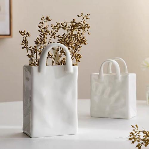 Nordic Portable White Ceramic Flower Vase for Home Decoration