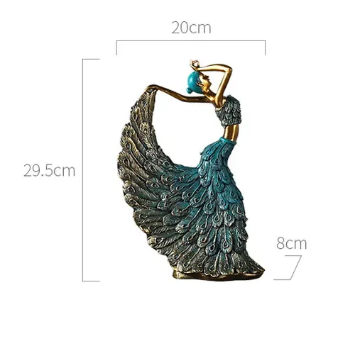 Peacock Dancer Statue Home Decoration Ornaments Figure Dancing Girl Figurines Luxury Living Room Cabinet Decor Resin Art Crafts