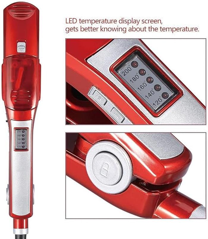 Portable Electric Steam Hair Straightener with LCD Display, Ceramic Coating