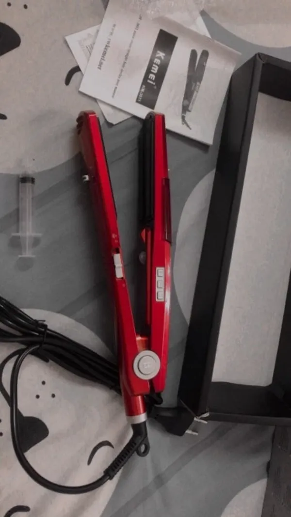 Portable Electric Steam Hair Straightener with LCD Display, Ceramic Coating photo review
