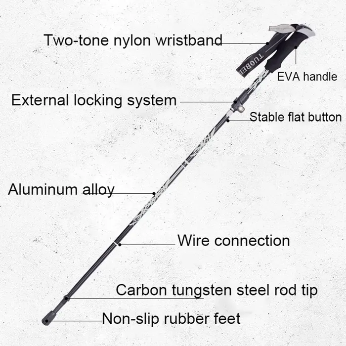 5-Section Foldable Telescopic Hiking Walking Stick Pole