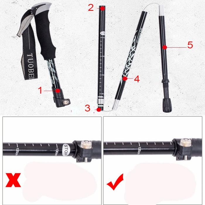 5-Section Foldable Telescopic Hiking Walking Stick Pole