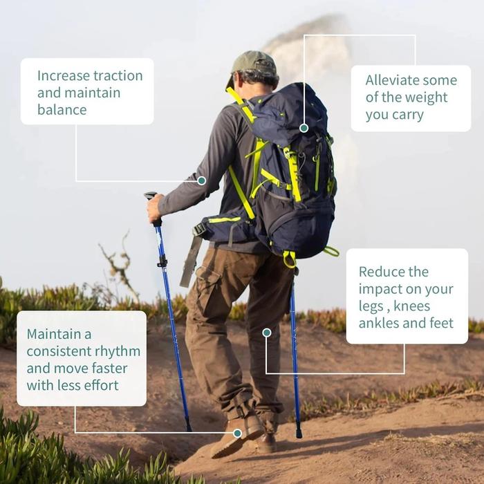 5-Section Foldable Telescopic Hiking Walking Stick Pole