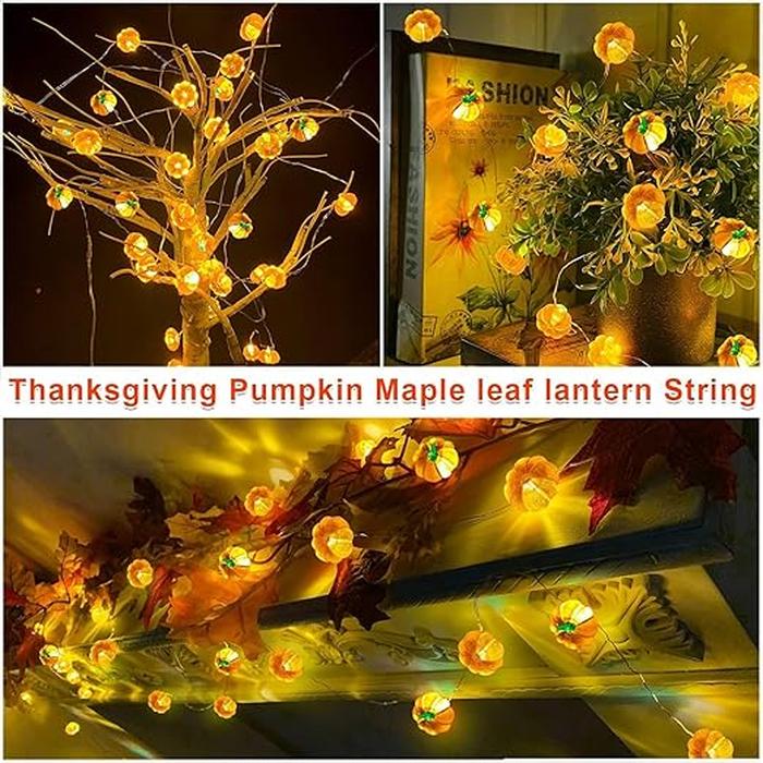 Pumpkin String Lights, LED Halloween Lights Battery Powered with Remote & Timer, Halloween Lights 3D Jack-o-Lantern