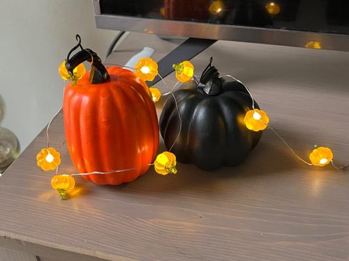 Pumpkin String Lights, LED Halloween Lights Battery Powered with Remote & Timer, Halloween Lights 3D Jack-o-Lantern photo review