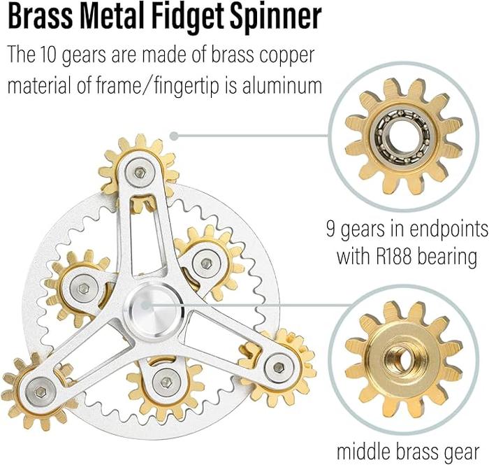 Pure Brass Fidget Spinner Gears Linkage Fidget Gyro Toy