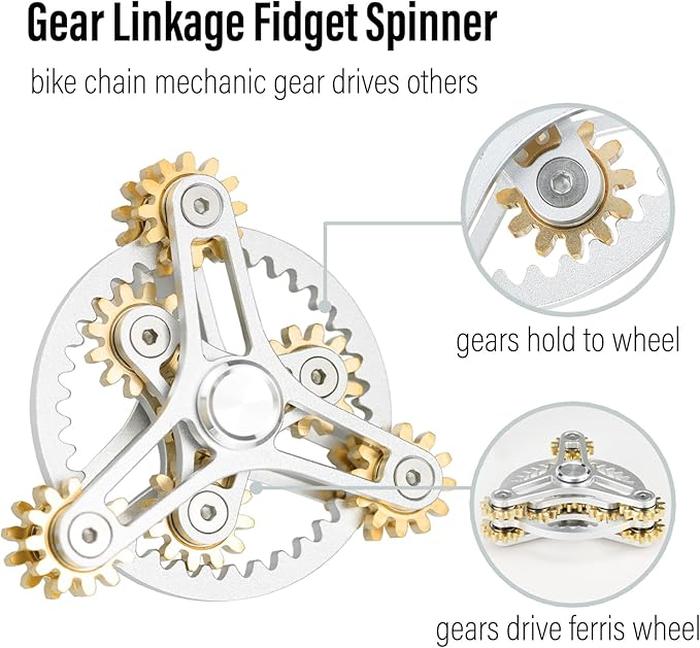 Pure Brass Fidget Spinner Gears Linkage Fidget Gyro Toy