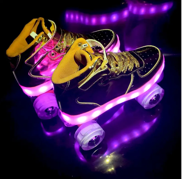 LED USB Rechargeable Double Row Roller Skates