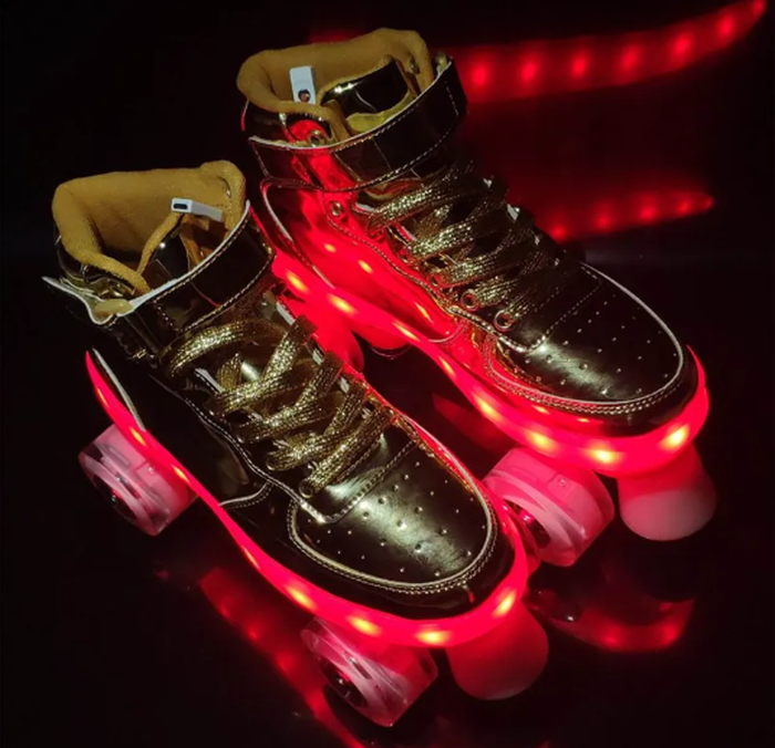 LED USB Rechargeable Double Row Roller Skates