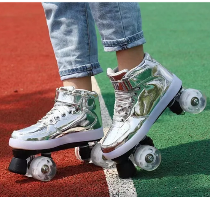 LED USB Rechargeable Double Row Roller Skates