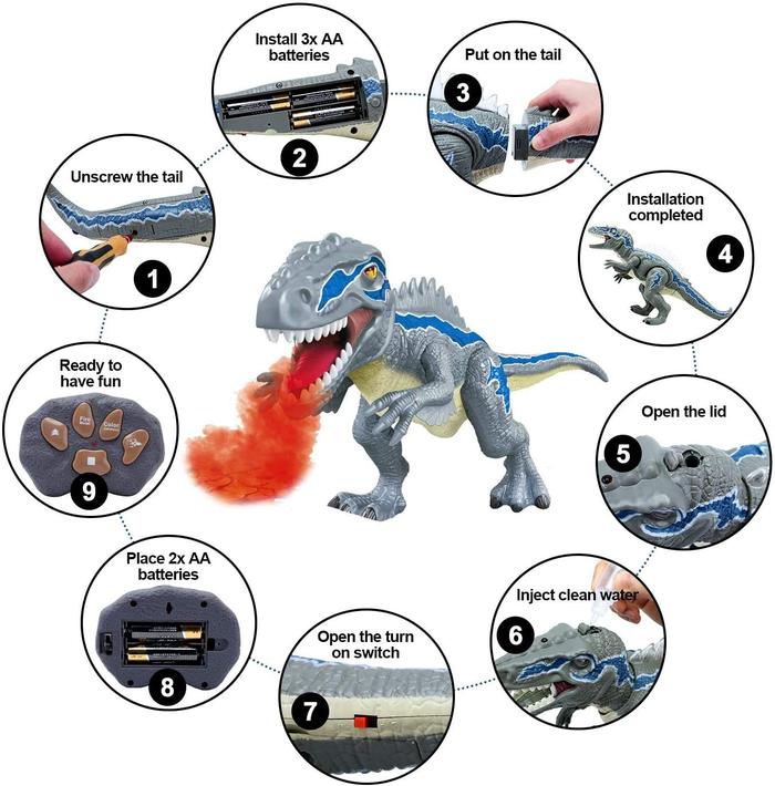 Remote Control Dinosaur Toys, LED Light Up Dinosaur Toys, Robot Toys Dinosaurs