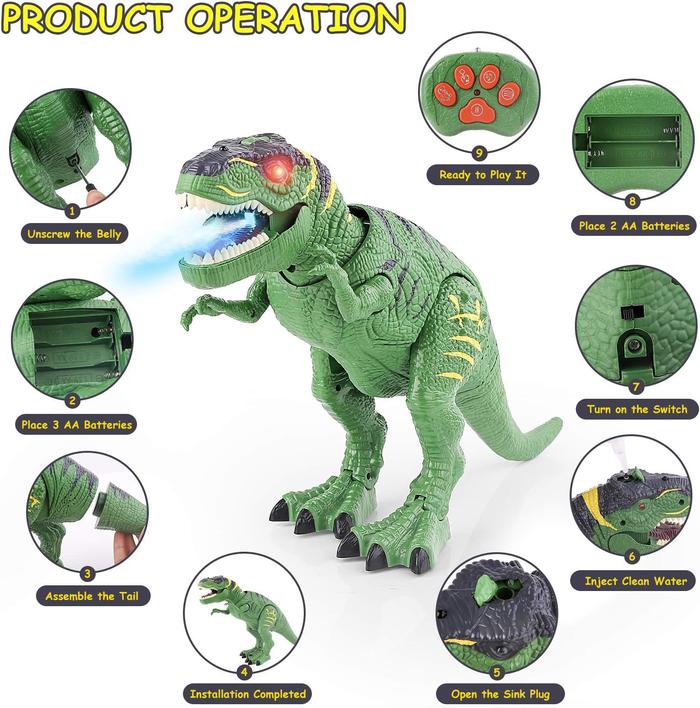 Remote Control Dinosaur Toys, Light Up & Realistic Roaring Sound, T Rex Dinosaur Toys, Electronic Walking Dinosaur Toys, Dinosaur Robot Toy