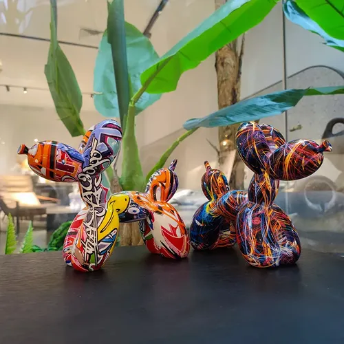 Colorful Resin Balloon Dog Figurines for Home Decor