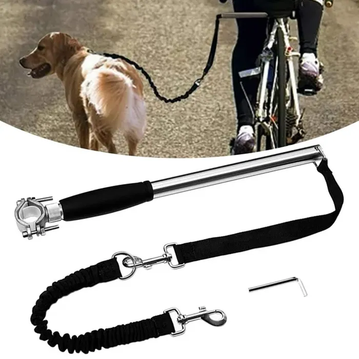 Retractable Dog Bike Leash with Stainless Steel Handle Bar