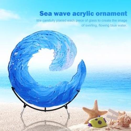 Sea wave fusion glass sculpture, wave art craft ornaments