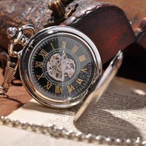 Silver Full Hunter Pocket Watch - Classic Antique Look, Intricately Designed