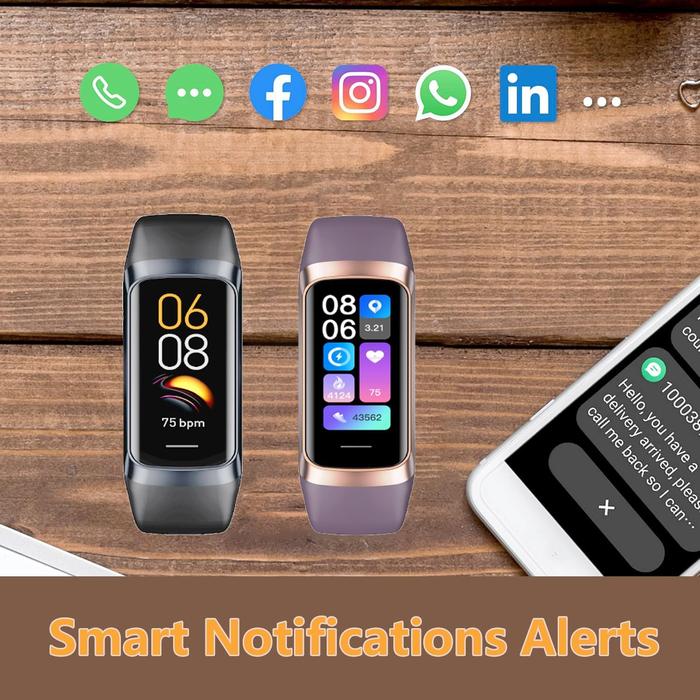 Slim Waterproof Fitness Tracker Smart Watch with 1.1" Display