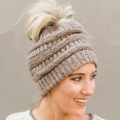 Soft Knit Beanie That's Perfect For Ponytails & Buns