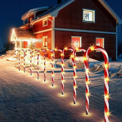 Solar Candy Cane Lights for Christmas Decorations