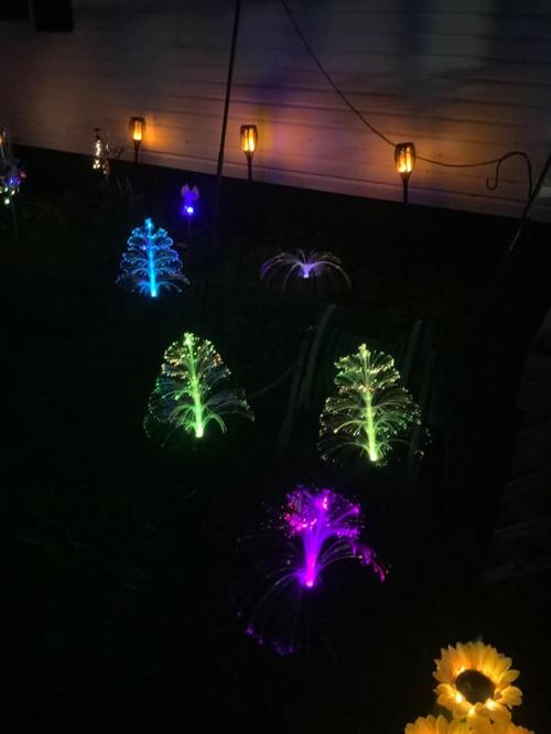 Solar Christmas Tree Lights Decorations Outdoor Waterproof 5 Layer Optical Fiber 7 Color Changing for Yard Pathway Outside photo review