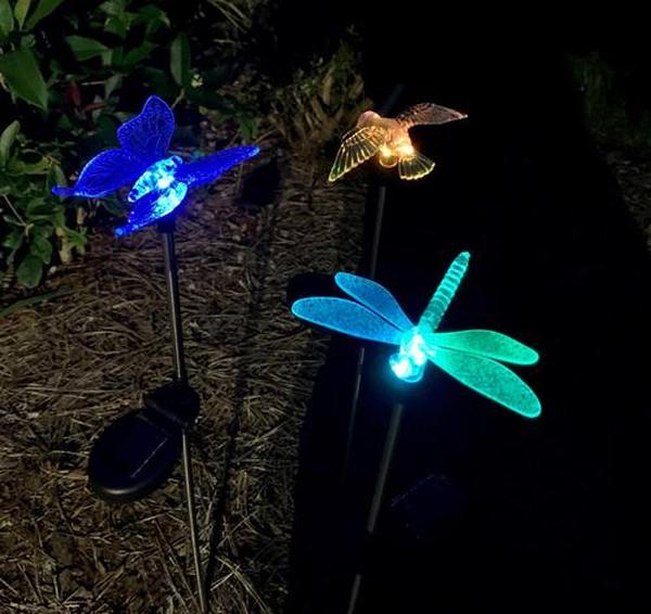 Solar Garden Lights, Solar Bird,Butterfly,Dragonfly Lights Solar Christmas Decorations, Multi-Color Changing LED Solar Light Stakes photo review