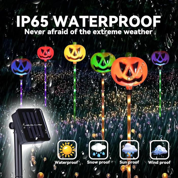 6-Pack Solar Halloween Pumpkin Garden Stake Lights, Solar Halloween Yard Stake Outdoor Waterproof Halloween Lighted Pumpkin Lights