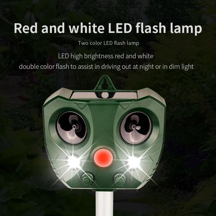 Solar Ultrasonic Animal Repeller with Motion Sensor and Light