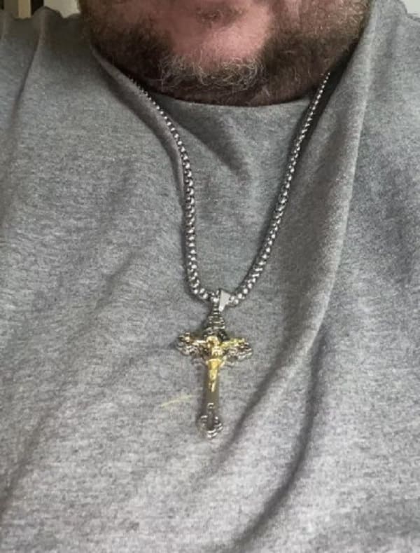 St. Benedict Crucifix Cross Pendant Titanium Steel Necklace photo review