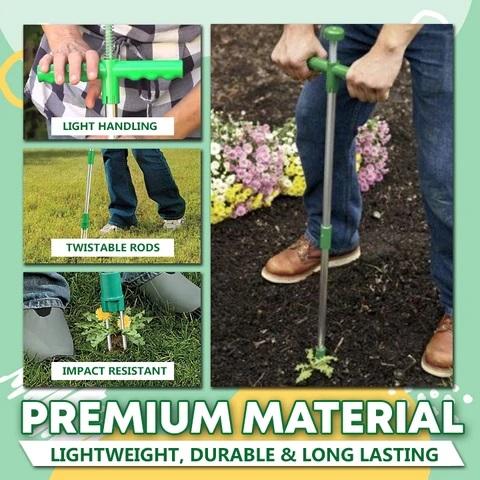 Our HomeEzy™ Standing Weed Puller Root Removal Tool allows you to take out stubborn weeds from the ground surface by simply twisting and pulling!