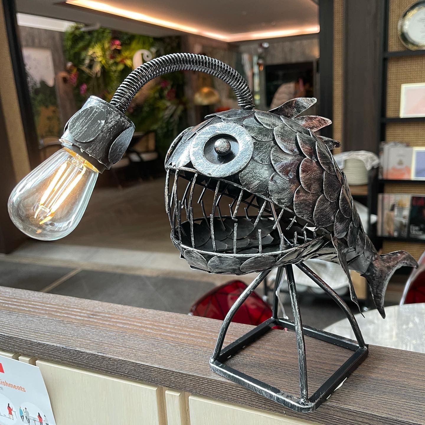 Steampunk Angler Fish Lamp, Anglerfish Lamp Floor-standing Retro Art Table Lamp photo review