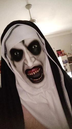 The Nun Horror Valak Mask With Headscarf Full Face For Halloween photo review