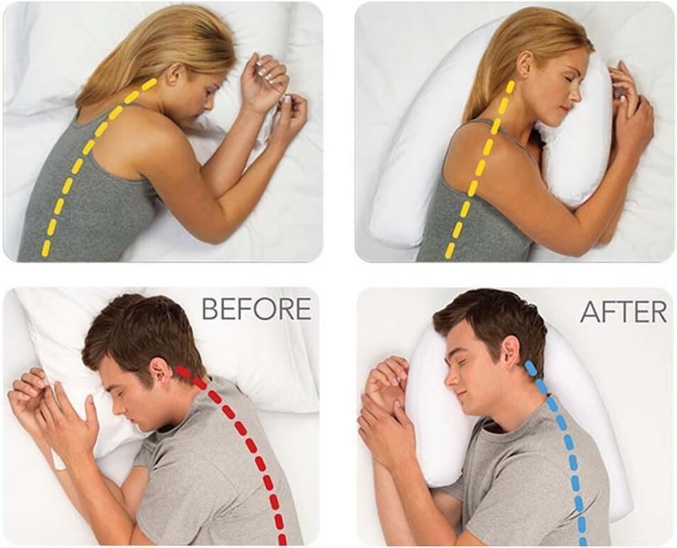 Chiropractors and doctors developed this ProSpine™ Therapeutic Side Sleeper Pillow. It helps promote proper alignment of your head, neck, and spine, so you will sleep properly and wake up refreshed and less stiffness.