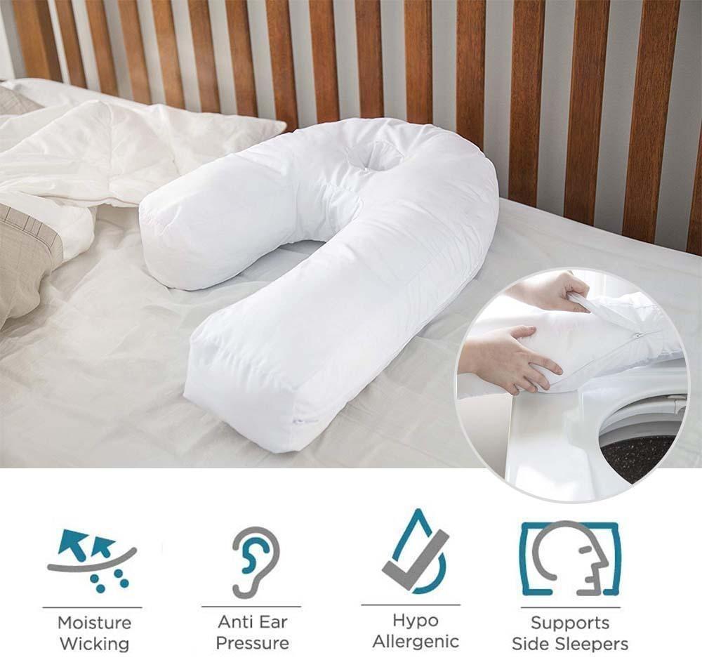 Chiropractors and doctors developed this ProSpine™ Therapeutic Side Sleeper Pillow. It helps promote proper alignment of your head, neck, and spine, so you will sleep properly and wake up refreshed and less stiffness.