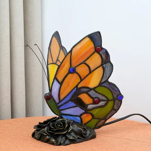 Butterfly Table Lamp - Stained Glass Hotel Decor Night Light