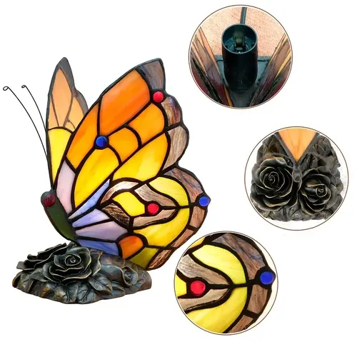Butterfly Table Lamp - Stained Glass Hotel Decor Night Light