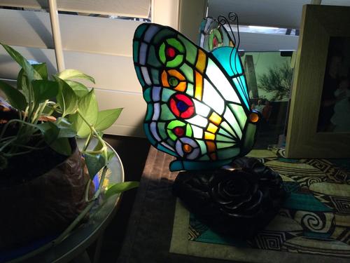 Butterfly Table Lamp - Stained Glass Hotel Decor Night Light photo review