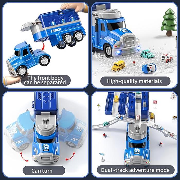 Track Transformer Storage Parking Lot Toys, Toy Cars and Trucks, Vehicle Toys for Kids with Cars, Car Track Toy for Toddlers