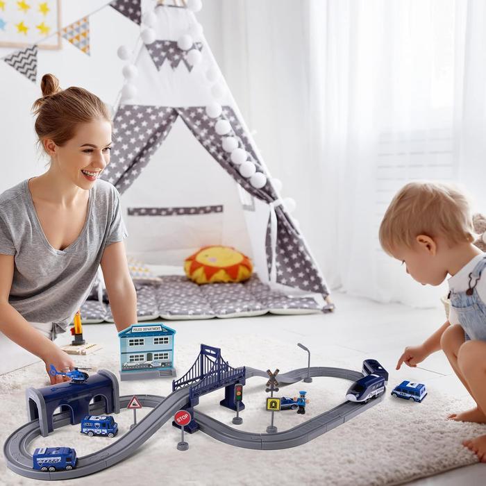 Train Sets for Boys and Girls, Battery Operated Train Set with Tracks Magnetic Connection, Train Set for Toddler