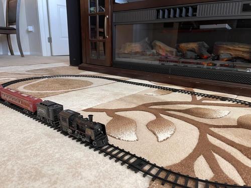 Train Toys with Luxury Tracks and Glowing Passenger, Christmas Train Sets for Around The Tree with Smokes, Lights & Sound photo review