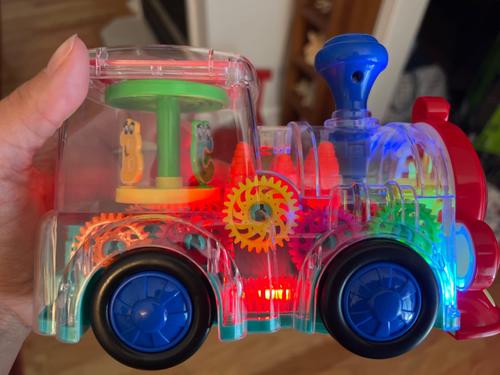 Transparent Electric Gear Train Toy with Flashing Lights and Music, Light Up Train Toys, Fun and Interactive Electric Train Toy photo review