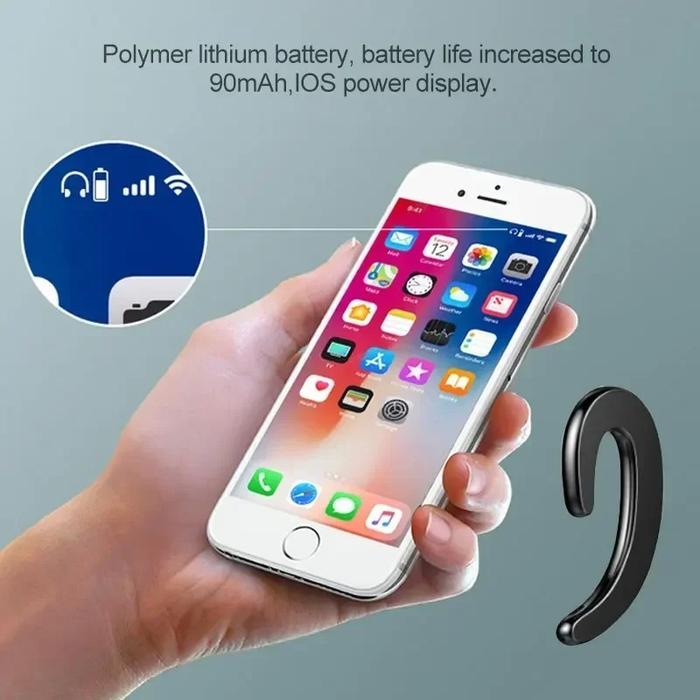 Wireless Bone Conduction Bluetooth Earhook with Mic &amp; Noise Cancelling
