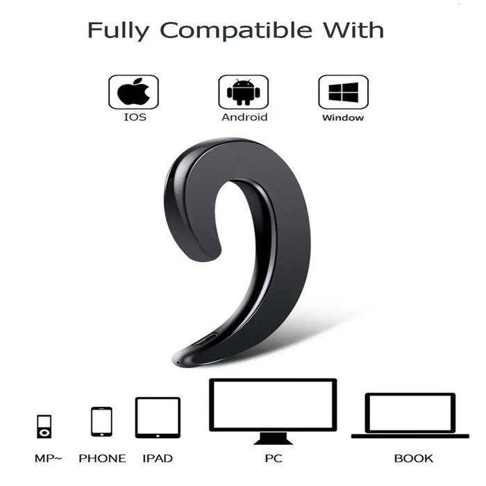 Wireless Bone Conduction Bluetooth Earhook with Mic &amp; Noise Cancelling