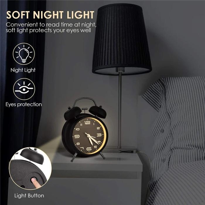 Twin Bell Metal Alarm Clock, Loud, 3D Dial