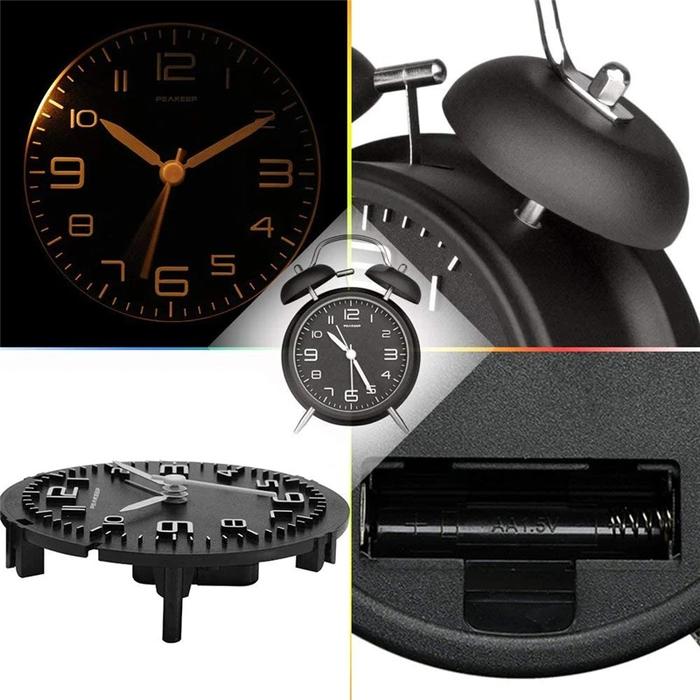 Twin Bell Metal Alarm Clock, Loud, 3D Dial