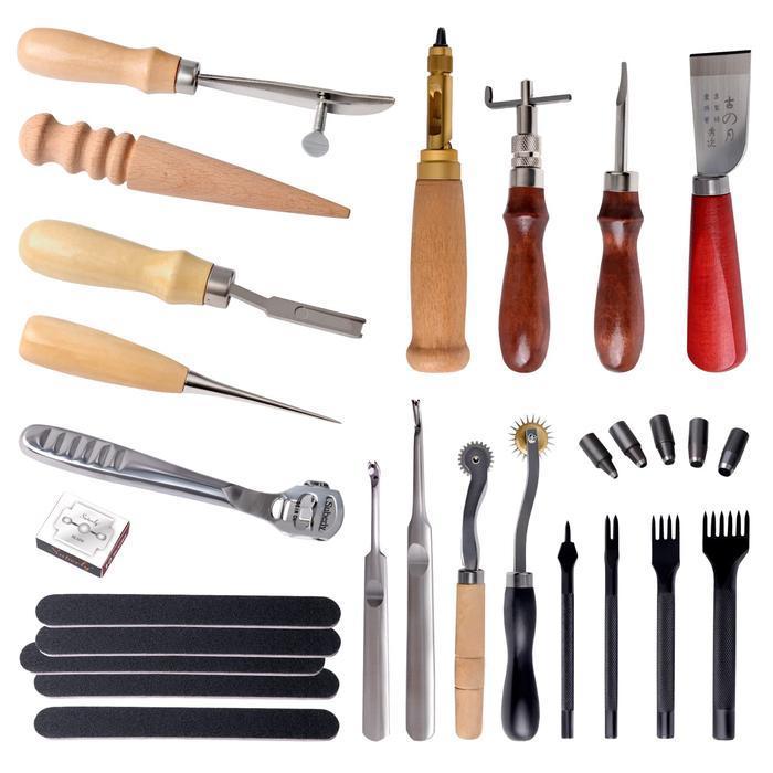 18pcs Ultimate Leather Working Craft Tool Kit, Hand Sewing Kit Leather Tools DIY