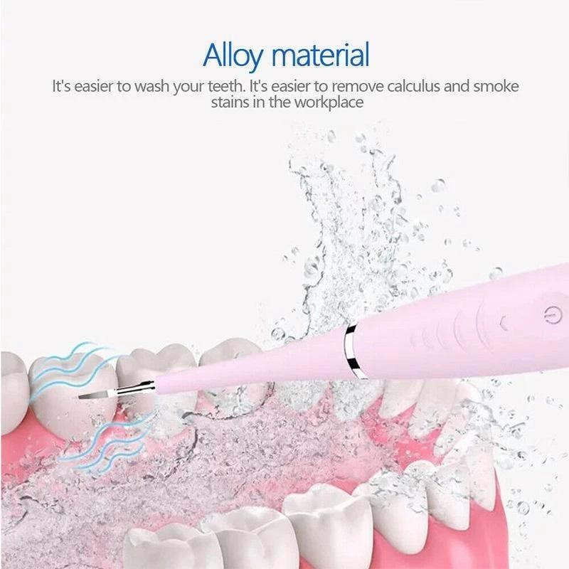 Ultrasonic tooth cleaner can effectively separate dental plaque, dental calculus, and stains, removes hard tartar easily from the teeth preventing gum disease.