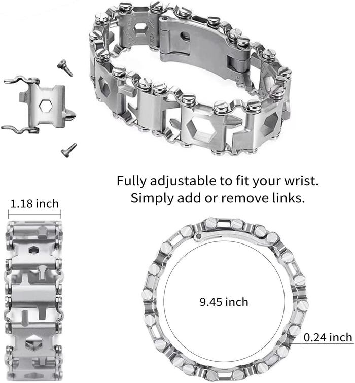 Unisex Stainless Steel 29-in-1 Multifunctional Tool Bracelet