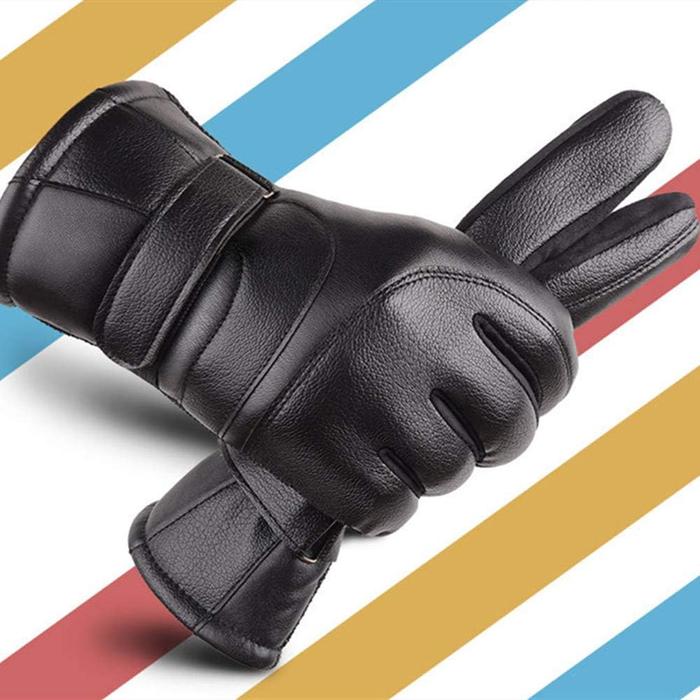 USB Heated Waterproof Leather Gloves for Winter Outdoor Sports