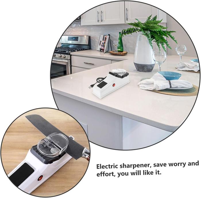 USB Rechargeable Electric Knife Sharpener with Grinding Discs